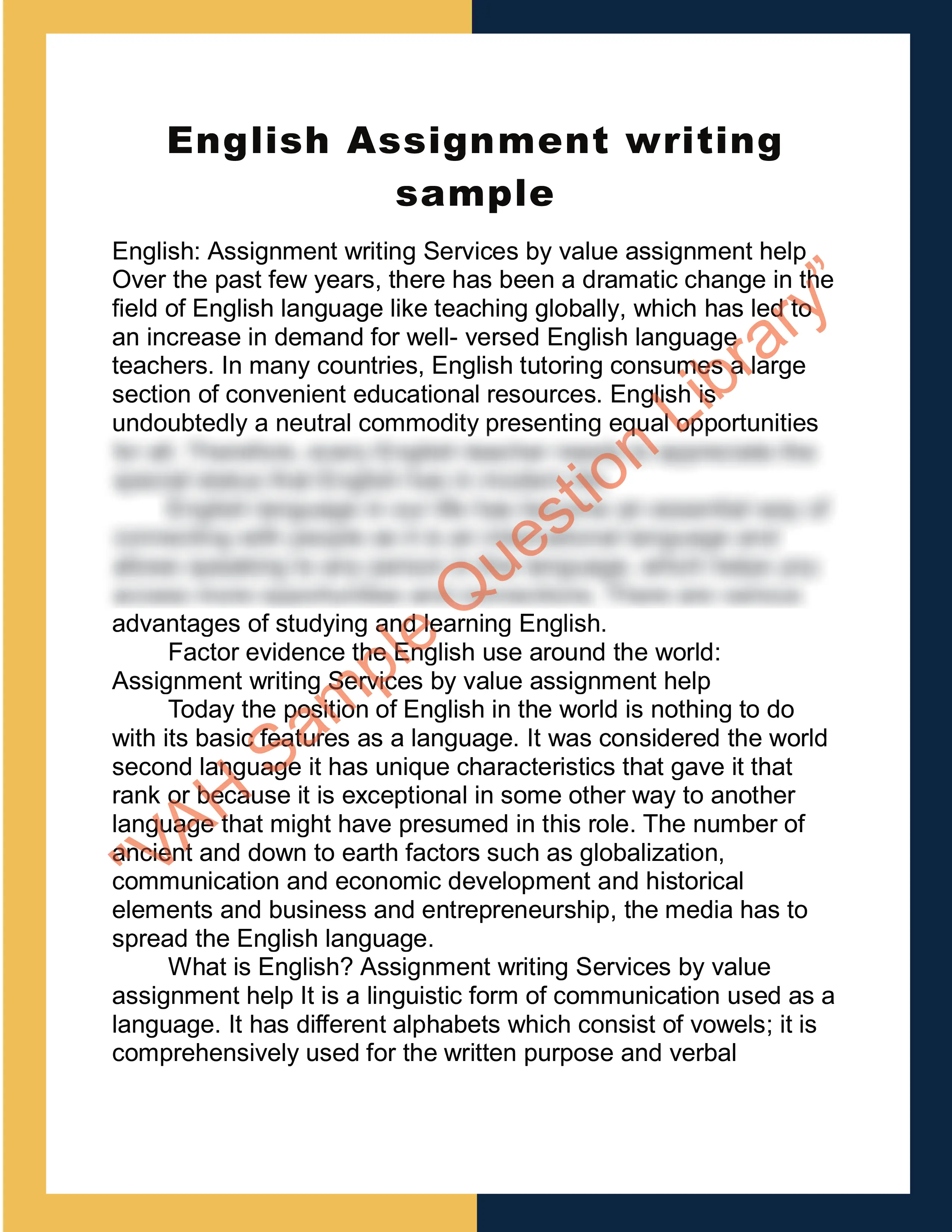 English Assignment writing  sample 0